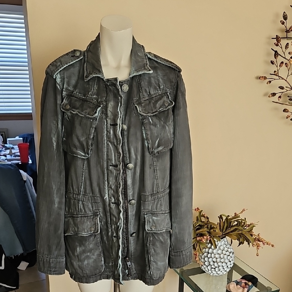Free People Women's Gray/Light Blue Jacket Size Small NEVER WORN